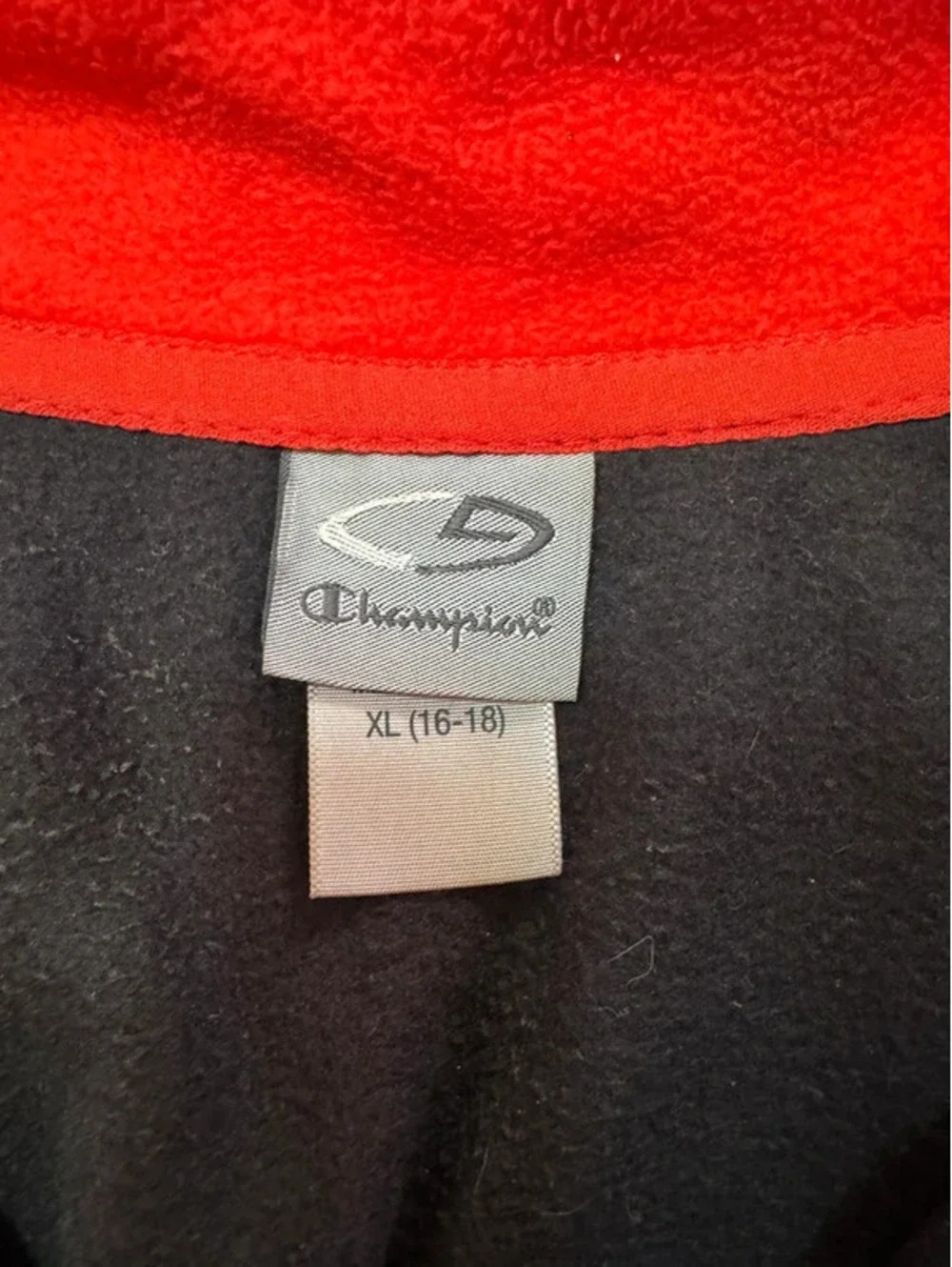 Boy’s Champion black with red 1/4 zip lightweight fleece size XL 16/18